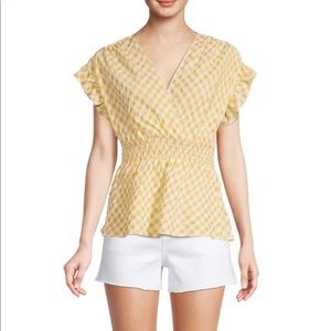 Max Studio Ruffle Gingham Print Top